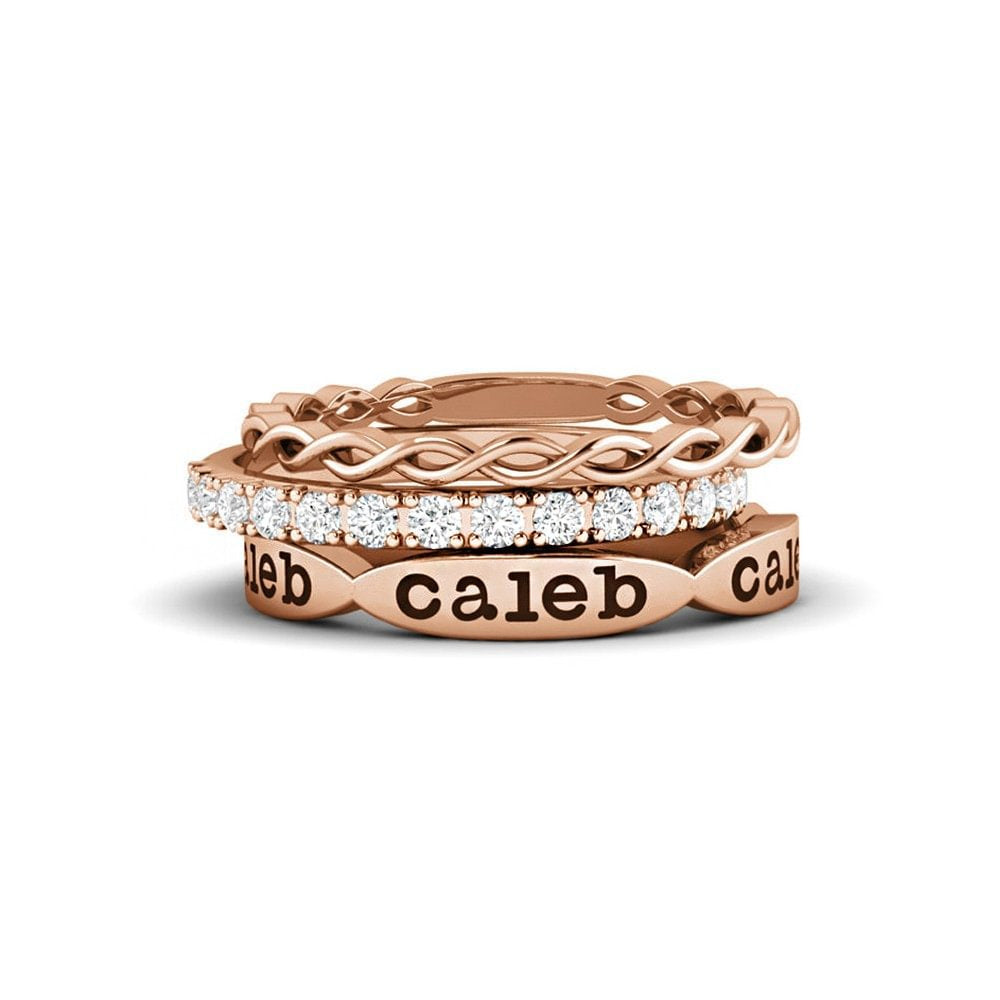 Personalized Fishing Net Stacked Ring With Name