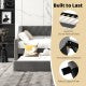 Twin Size Daybed with Trundle Sofa Bed with Curved Armrests and Backrest