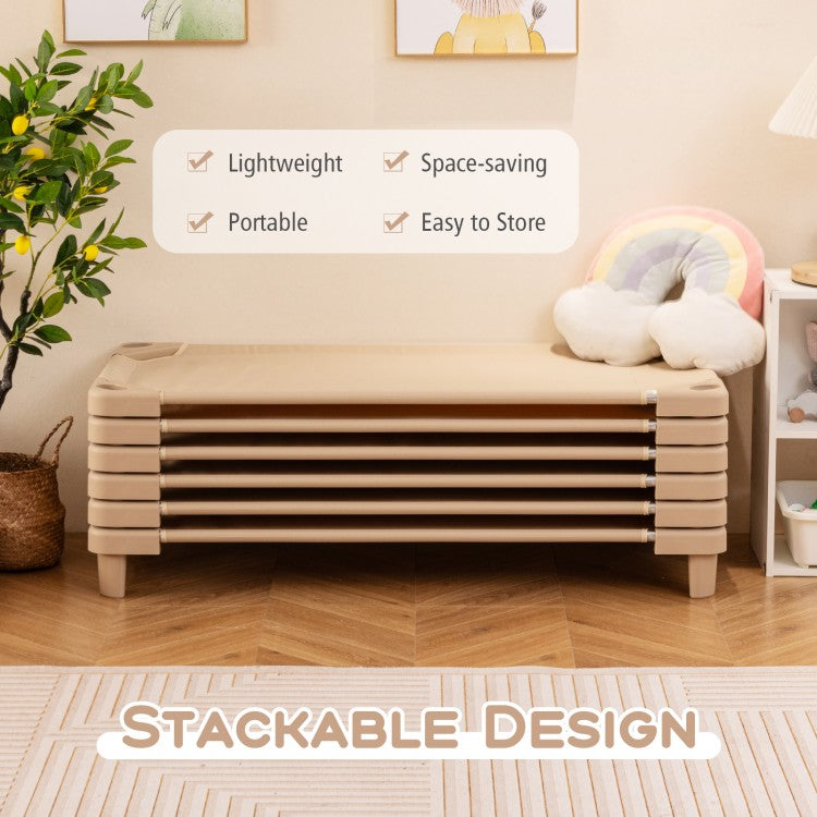 Kids Stackable Daycare Cot Pack of 6 with Detachable Oxford Cloth