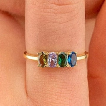 Zircon-inlaid Sweet Multi-colored Ring For Women