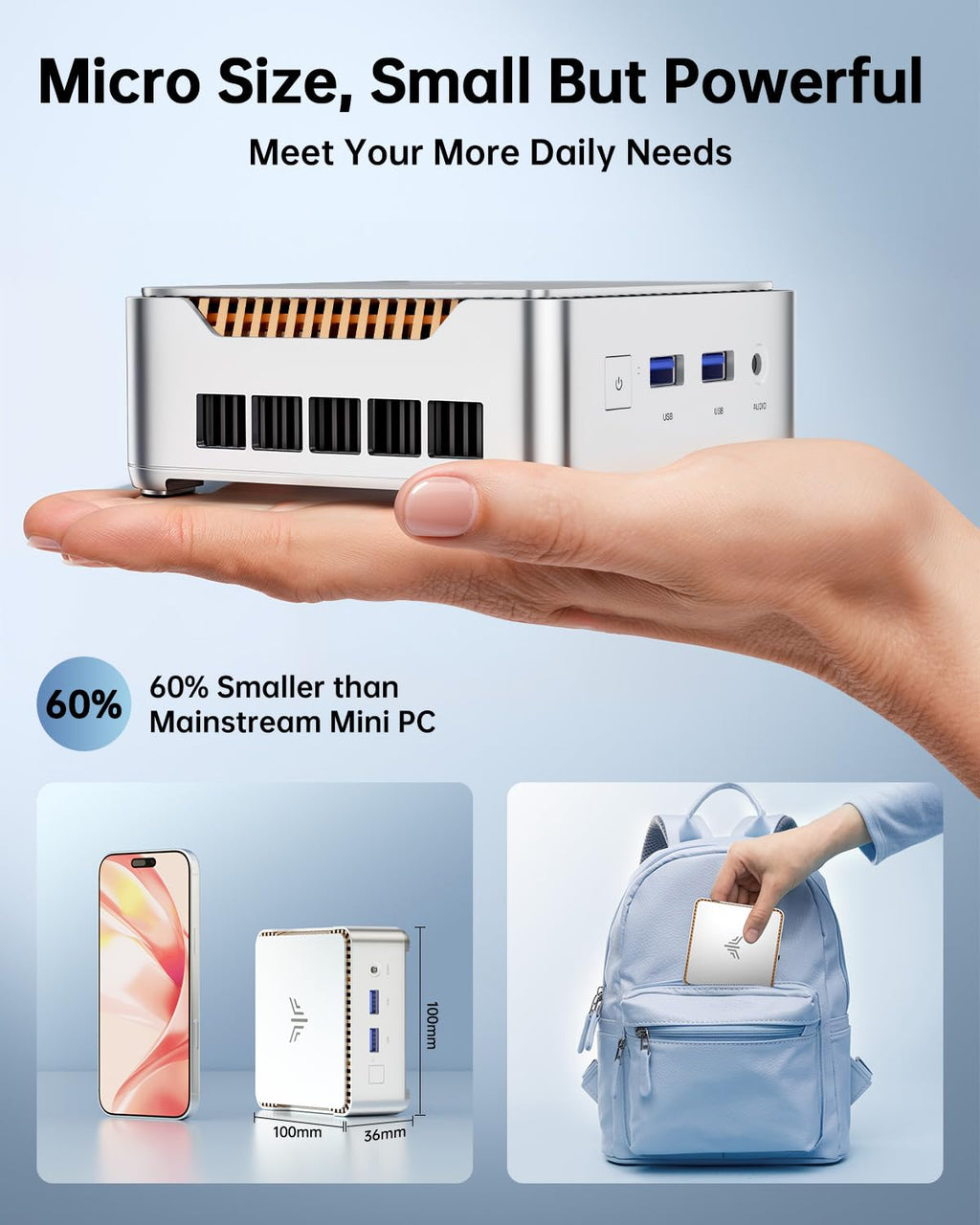 KAMRUI GK3Plus Mini PC, 16GB RAM 512GB M.2 SSD Mini Computers