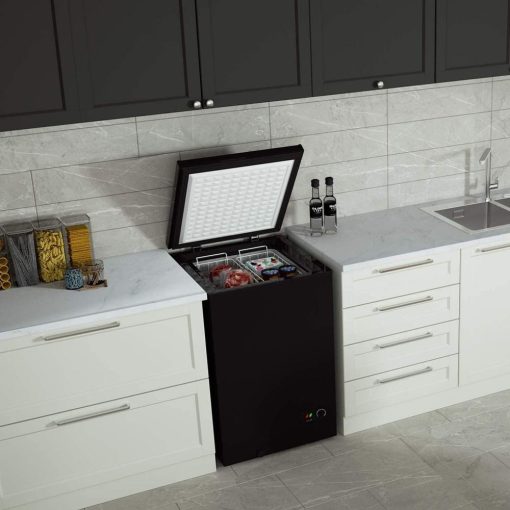 Northair Chest Freezer – 3.5 Cu Ft with 2 Removable Baskets – Reach In Freezer Chest – Quiet Compact Freezer – 7 Temperature Settings – Black
