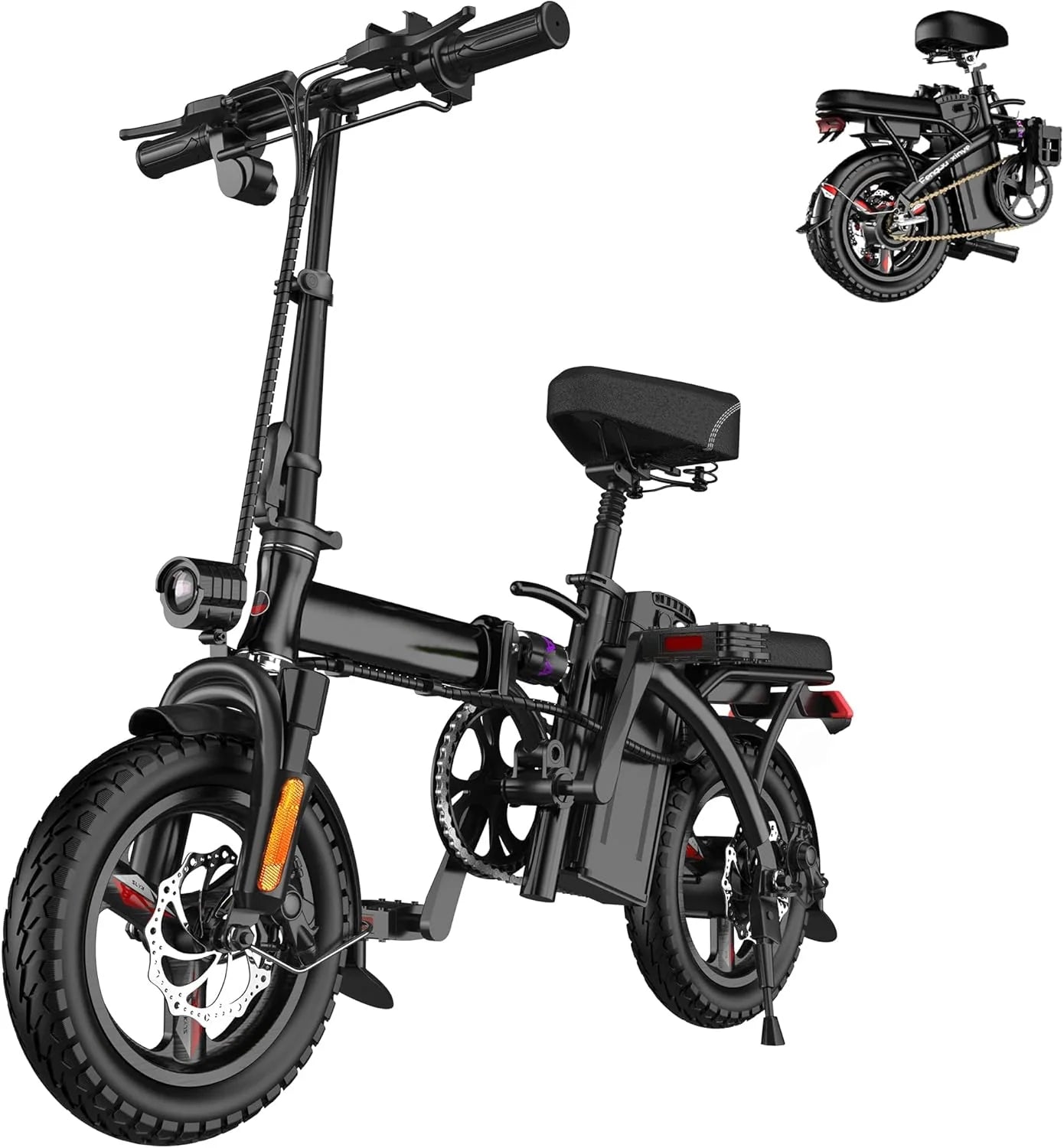Ebikes for Adults, 400W Motor 22MPH Max Speed, 14�� Tire, 48V 15AH Removable Battery for Electric Bike, Multi-Shock Absorption, City Commuter, Foldable Adult Electric Bicycles