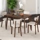 5-Piece Dining Table Set for 4 with Rubber Wood Frame and Padded Set