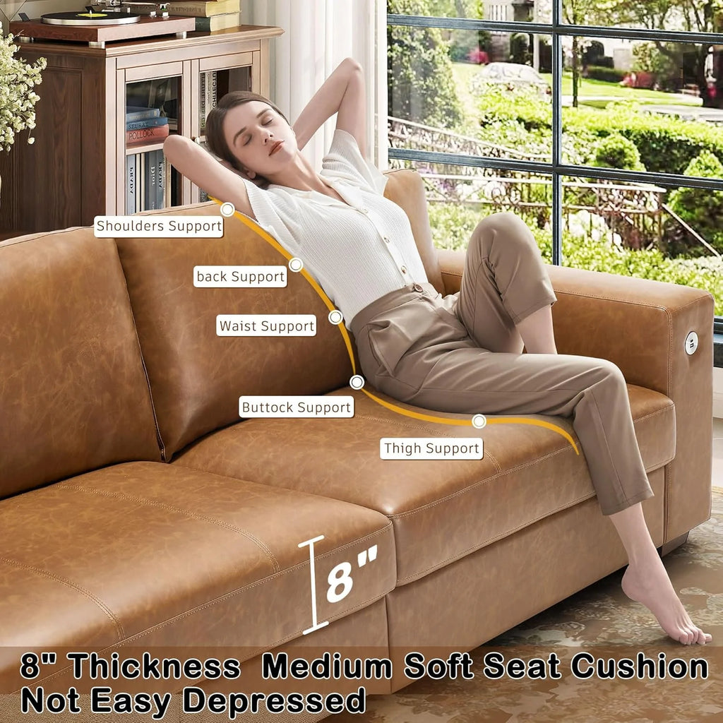 Hanherry 89" Sofa for Living Room, Modern Comfy Sofa with Medium Firm Seat Cushion, Removable Cover,Wide Armrest,USB/Type-C Port,Chenille Fabric Couches for Small Space,Apartment