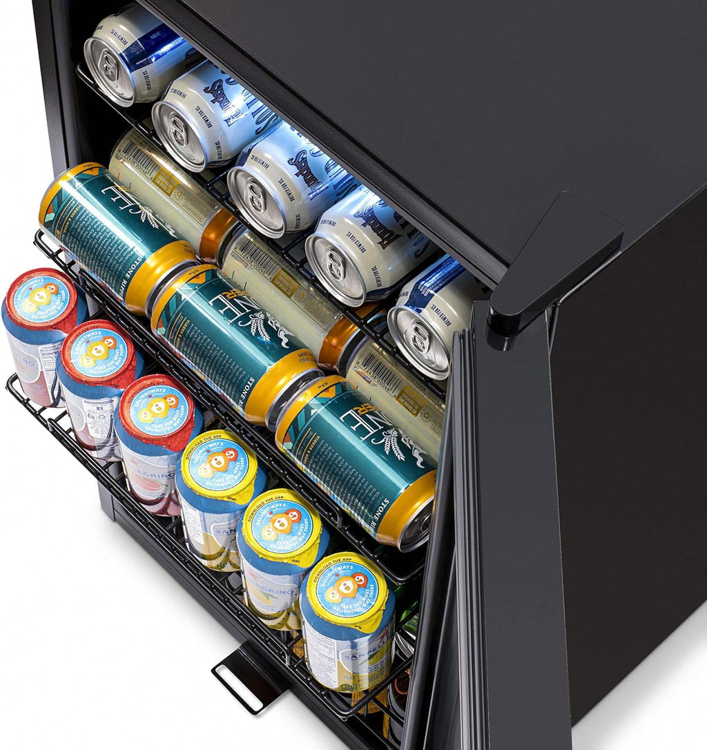 Beverage Refrigerator Cooler | 126 Cans Free Standing with Right Hinge Glass Door | Mini Fridge Beverage Organizer Perfect For Beer, Wine, Soda, And Cooler Drinks